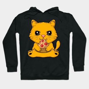 Adorable Cat Enjoying a Delicious Pizza - Unique Tee for Cat Lovers Hoodie